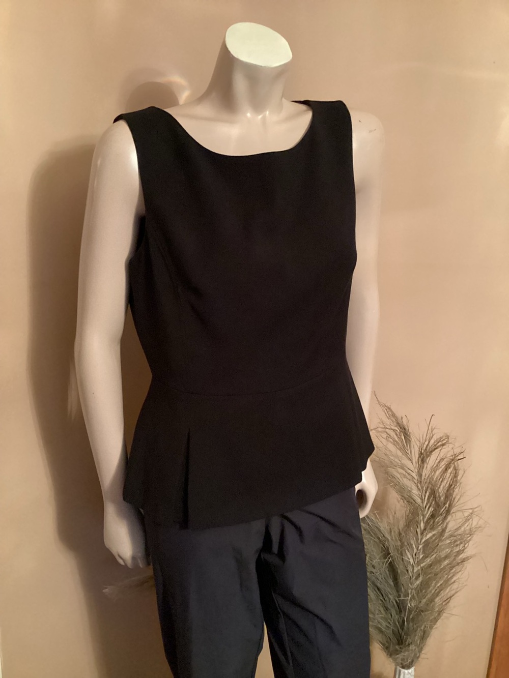 Anne Klein Black Sleeveless Peplum Top